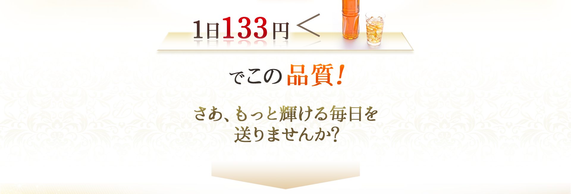 1日133円でこの品質! さあ、もっと輝ける毎日を送りませんか?