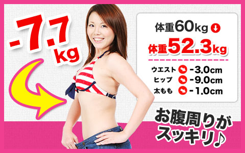-7.7kg[肪XbL]̏d60kgˑ̏d52.3kg EGXgF-3.0cm^qbvF-9.0cm^F-1.0cm