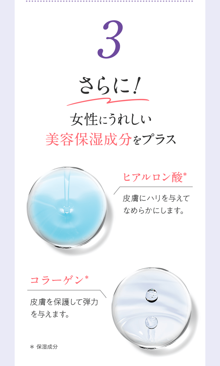 3 さらに！女性にうれしい美容保湿成分をプラス
