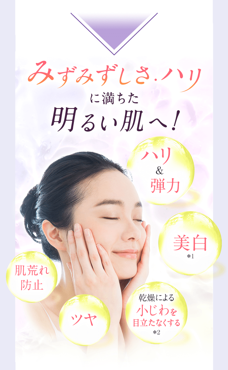みずみずしさ・ハリに満ちた明るい肌へ！