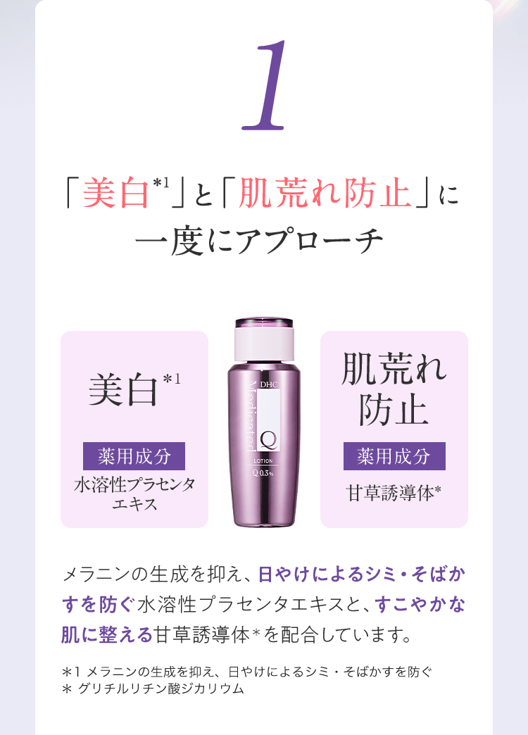 1 「美白＊1」と「肌荒れ防止」に 一度にアプローチ